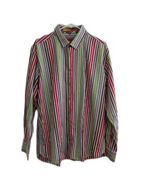 Luchiano Visconti Men’s Shirt Striped Multi Color Premium Luxury Cotton XL